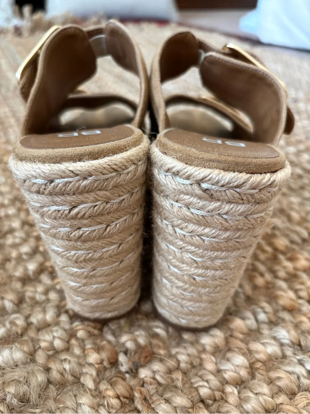 bp Tan Suede Espadrille Platform Wedge Sandals